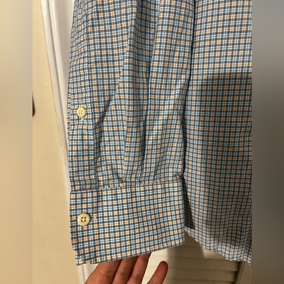 Peter Millar Button Down Shirt Long Sleeve Plaid Lightweight Cotton Mens Large L - Picture 7 of 9